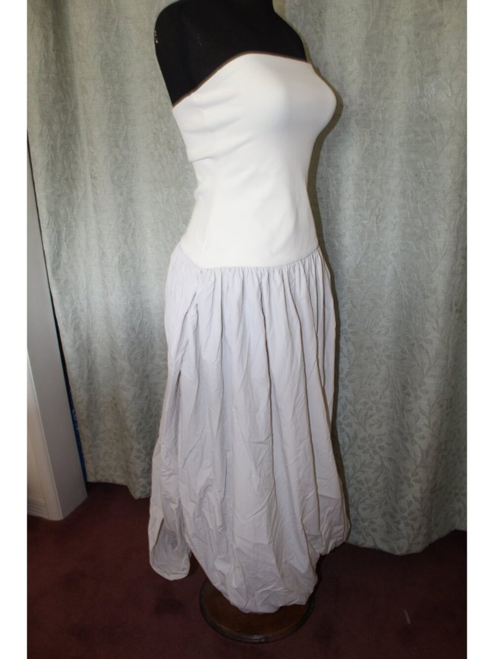 Zara Strapless Midi Dress Size XS Sleek Fitted Bodice Bubble balloon skirt Party - Picture 7 of 10